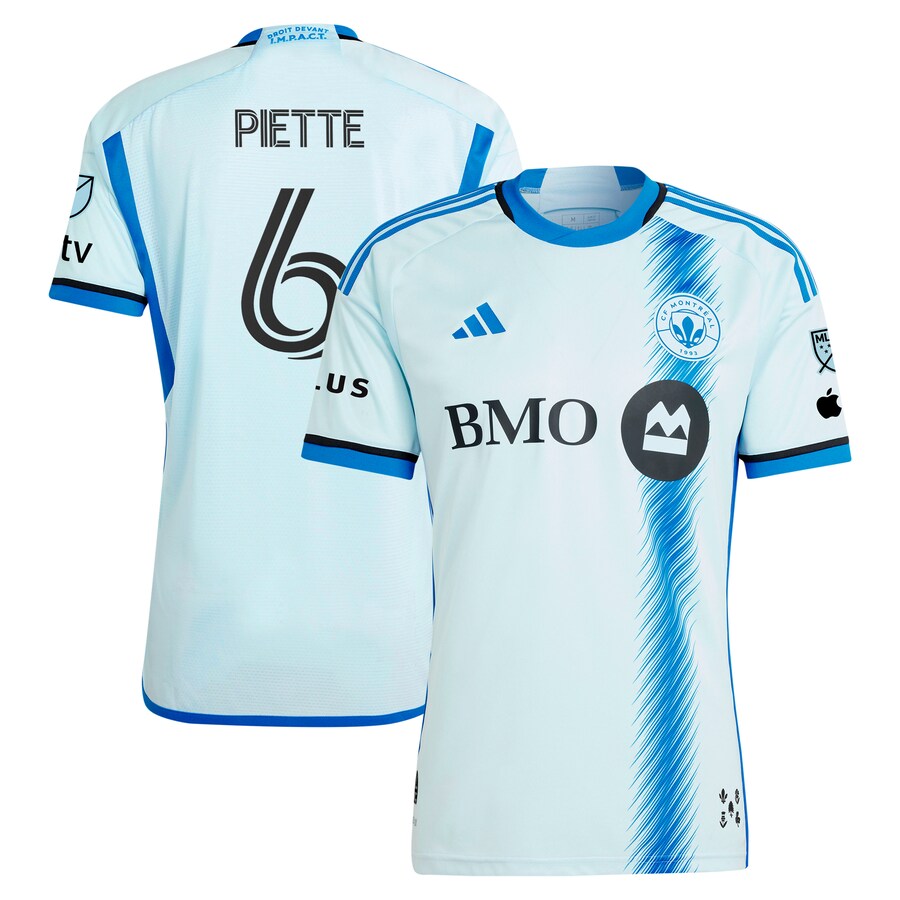 Men's CF Montreal Samuel Piette adidas Light Blue 2024 La Main Authentic Player Jersey