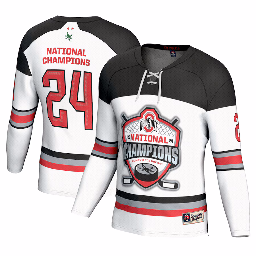 Ohio State Buckeyes GameDay Greats Unisex 2024 NCAA Women's Ice Hockey National Champions Fashion Jersey - White