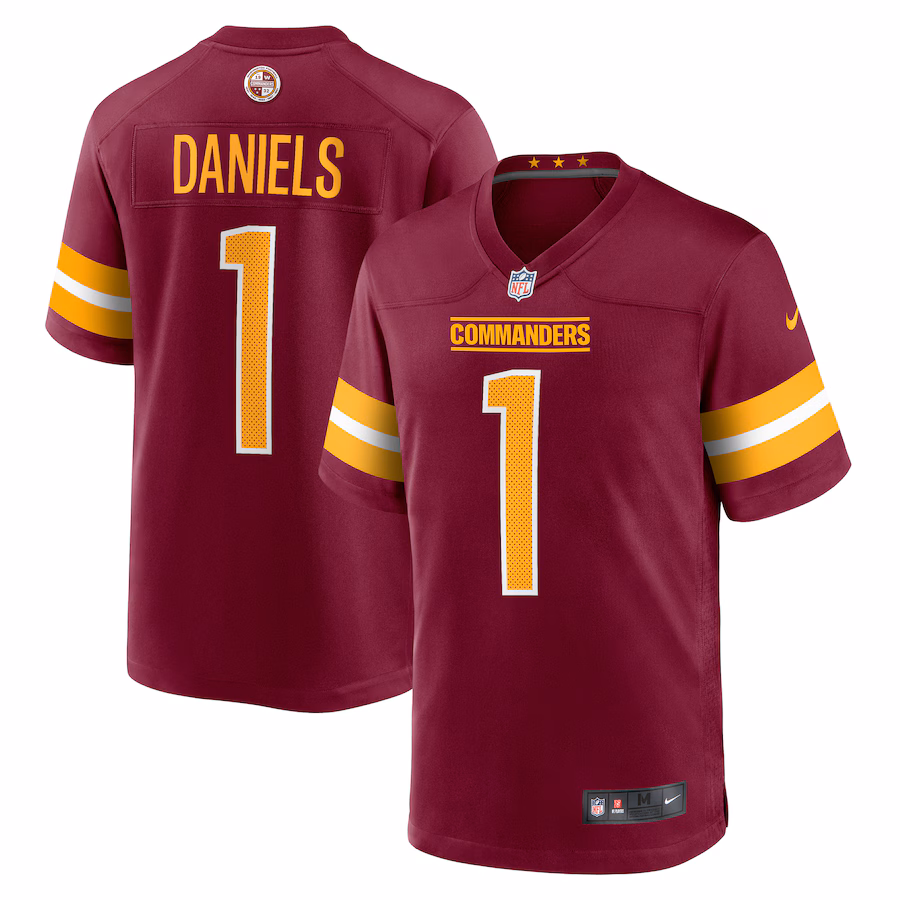 Men's Washington Commanders Jayden Daniels Nike Burgundy 2024 NFL Draft First Round Pick Player Game Jersey