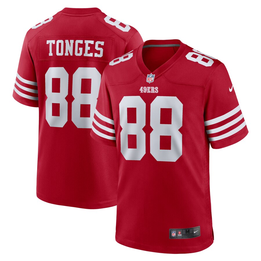 Men's San Francisco 49ers Jake Tonges Nike  Scarlet Team Game Jersey