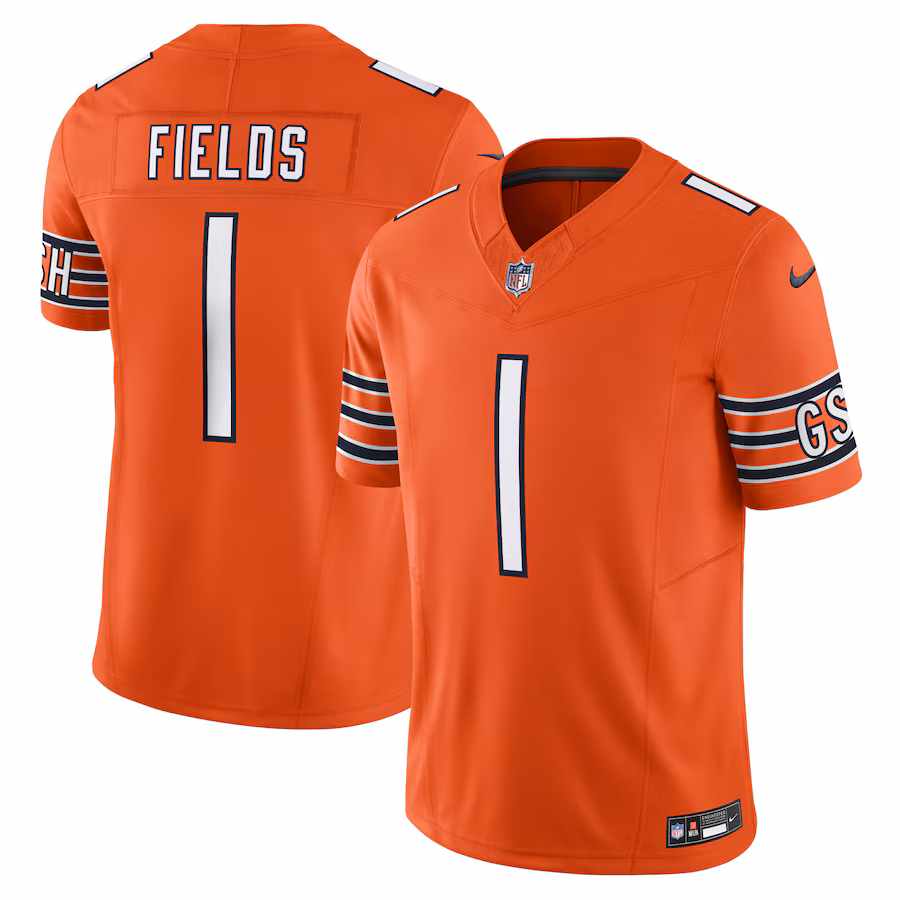 Men's Chicago Bears Justin Fields Nike Orange Vapor F.U.S.E. Limited Jersey