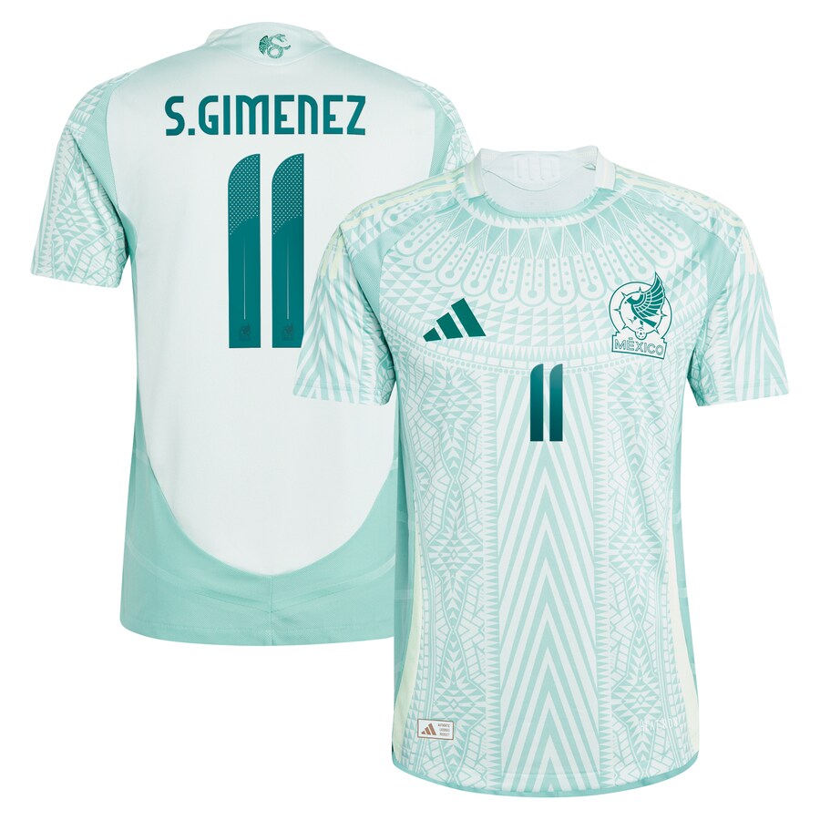 Men's Mexico National Team Santiago Giménez adidas Green 2024 Away Authentic Player Jersey
