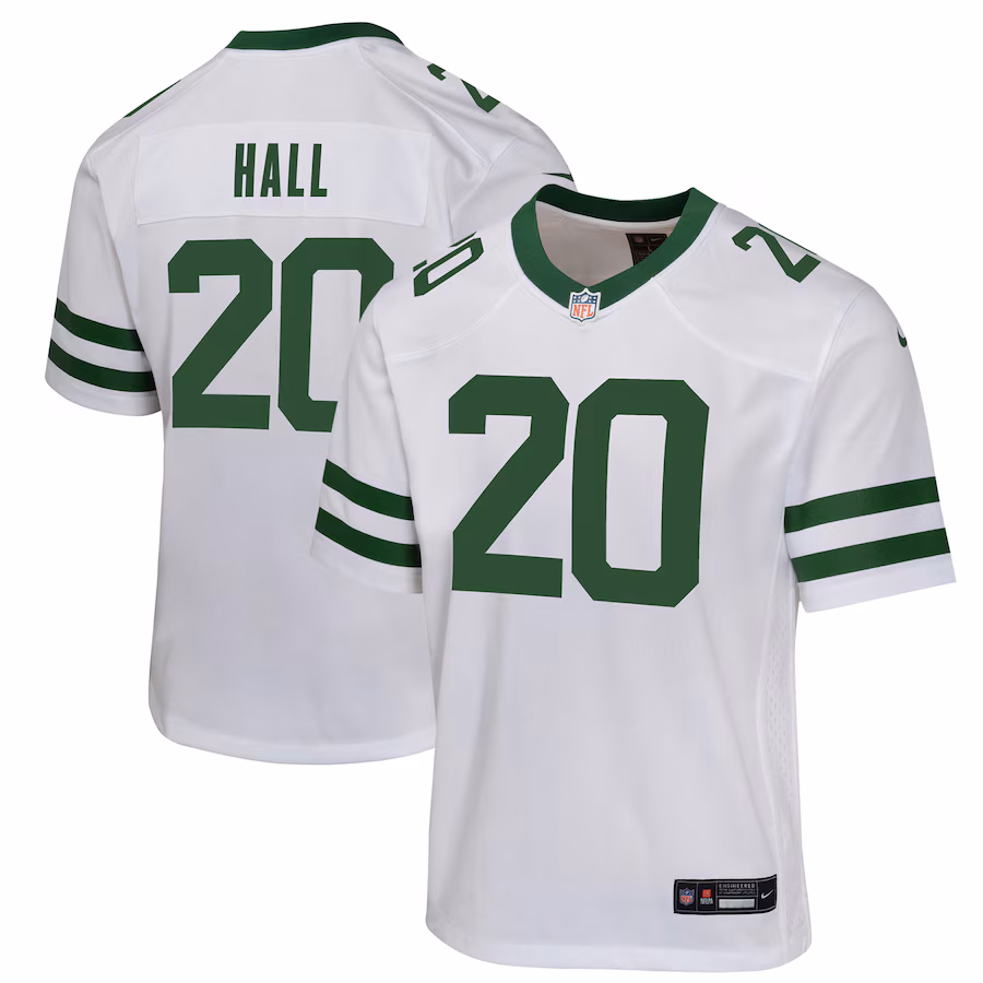 Youth New York Jets Breece Hall Nike Legacy White Game Jersey