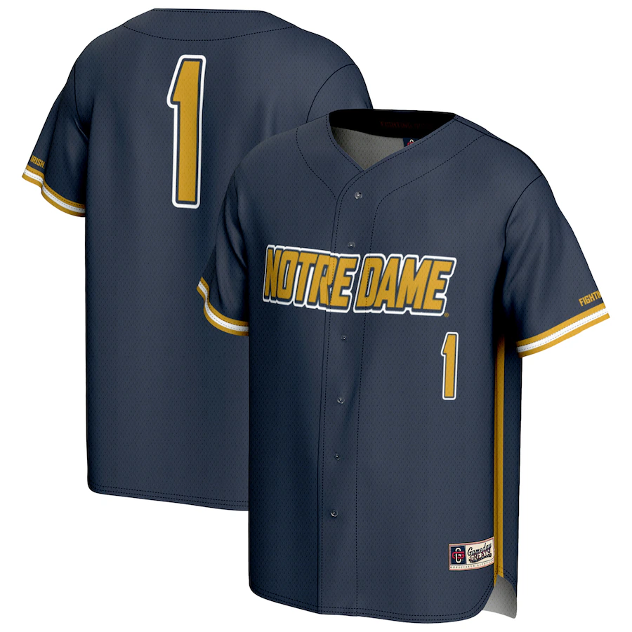 #1 Notre Dame Fighting Irish GameDay Greats Youth Lightweight Baseball Fashion Jersey - Navy