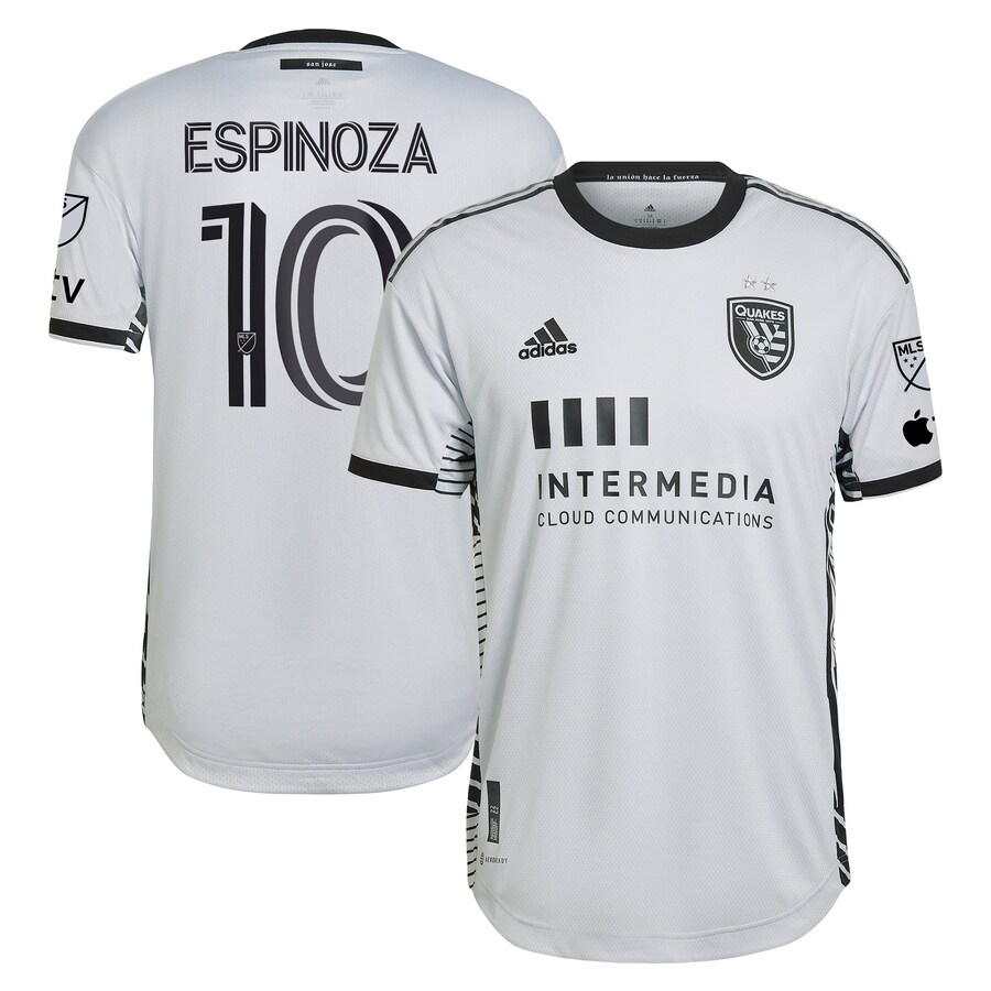 Men's San Jose Earthquakes Cristian Espinoza adidas Gray 2023 The Creator Kit Authentic Player Jersey