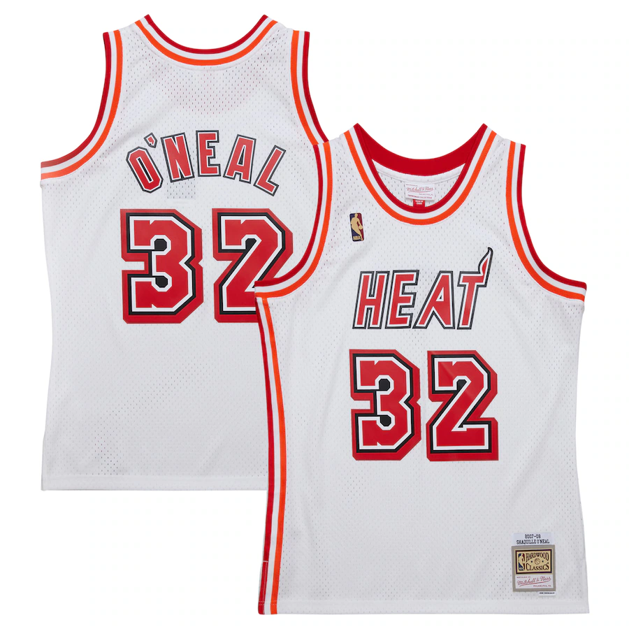 Men's Miami Heat Shaquille O'Neal Mitchell & Ness White 2007/08 Hardwood Classics Swingman Jersey