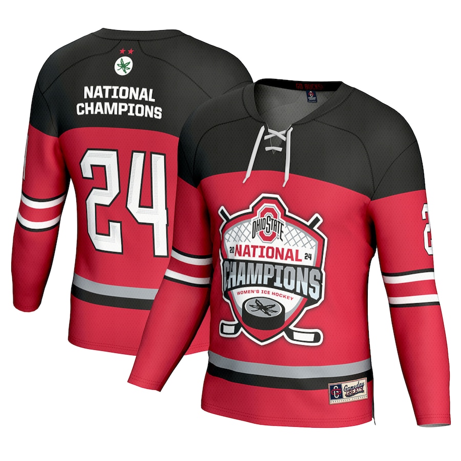 Ohio State Buckeyes GameDay Greats Unisex 2024 NCAA Women's Ice Hockey National Champions Fashion Jersey - Scarlet