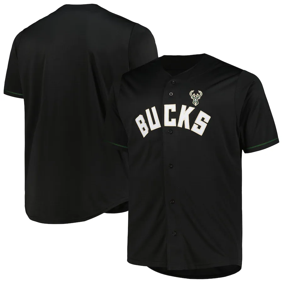 Men's Milwaukee Bucks Profile Black Big & Tall Pop Jersey
