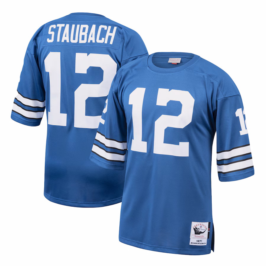Men's Dallas Cowboys 1971 Roger Staubach Mitchell & Ness Royal Authentic Throwback Retired Player Jersey
