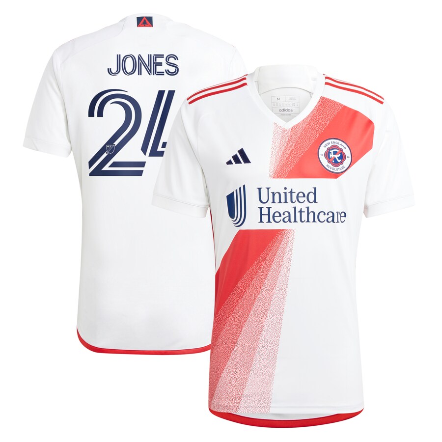 Men's New England Revolution DeJuan Jones adidas White 2023 Defiance Replica Jersey