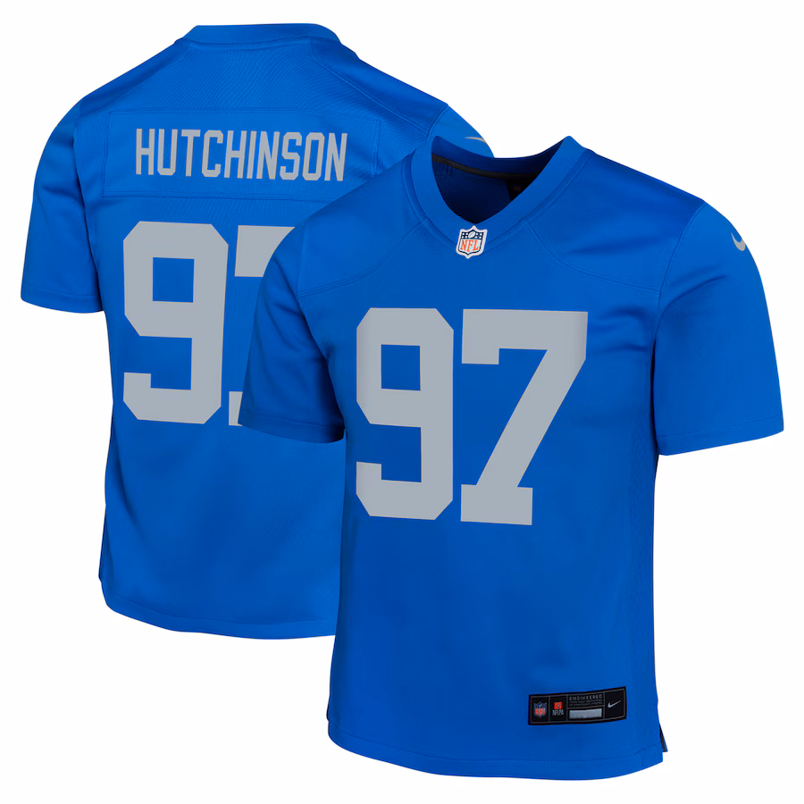 Youth Detroit Lions Aidan Hutchinson Nike  Blue Alternate Game Jersey