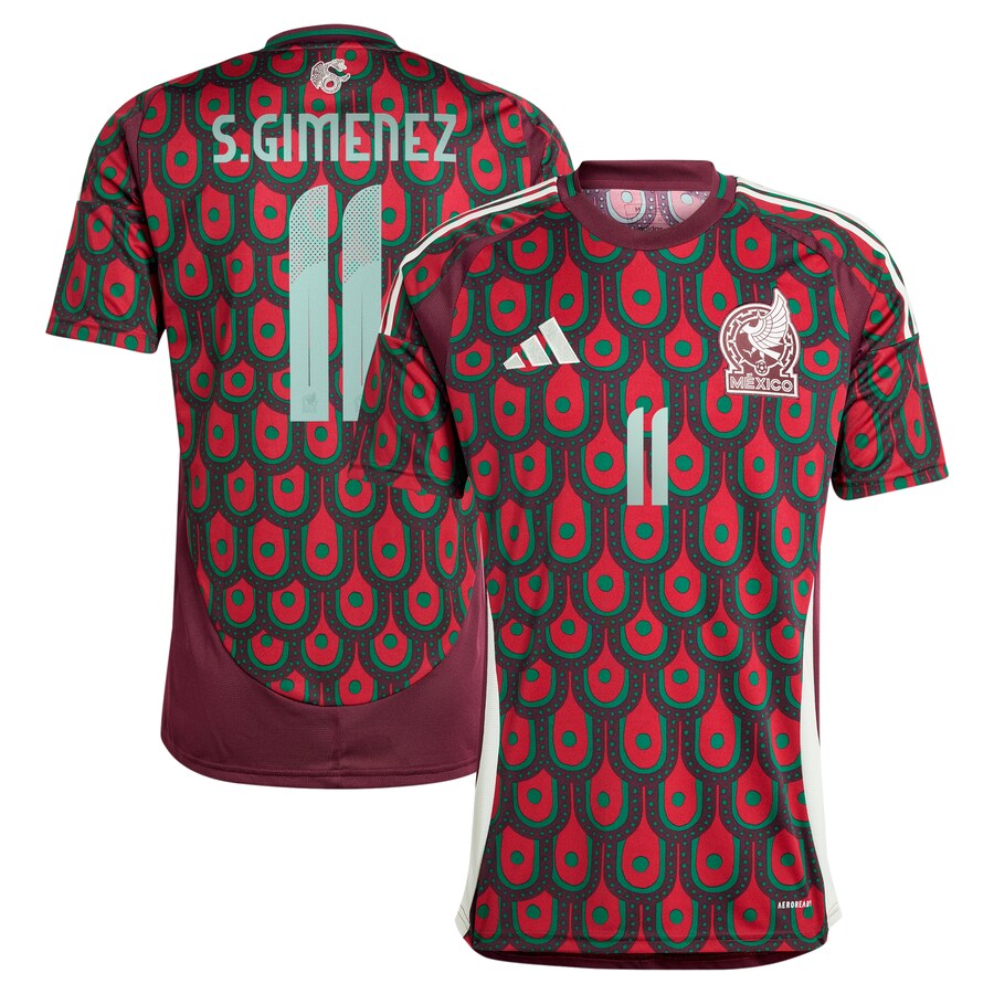 Men's Mexico National Team Santiago Giménez adidas Green 2024 Home Replica Player Jersey