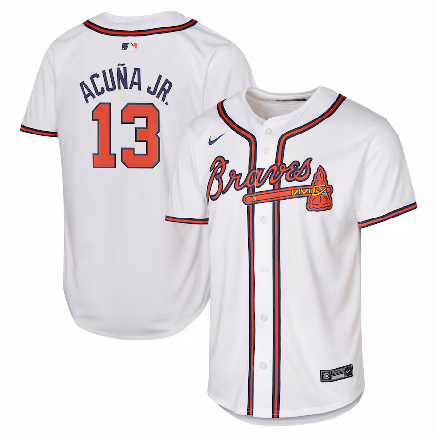 Youth Atlanta Braves Ronald Acuña Jr. Nike White Home Limited Player Jersey