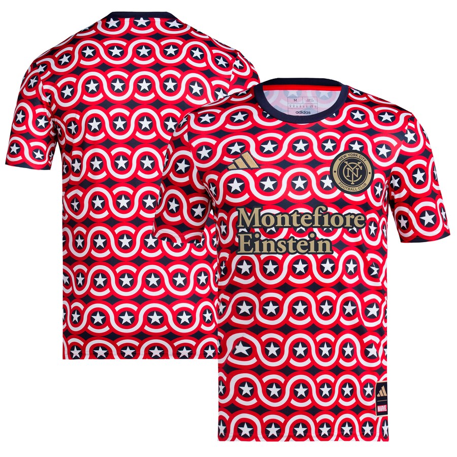 Men's New York City FC  adidas Red 2023 Americana x Captain America Pre-Match Top