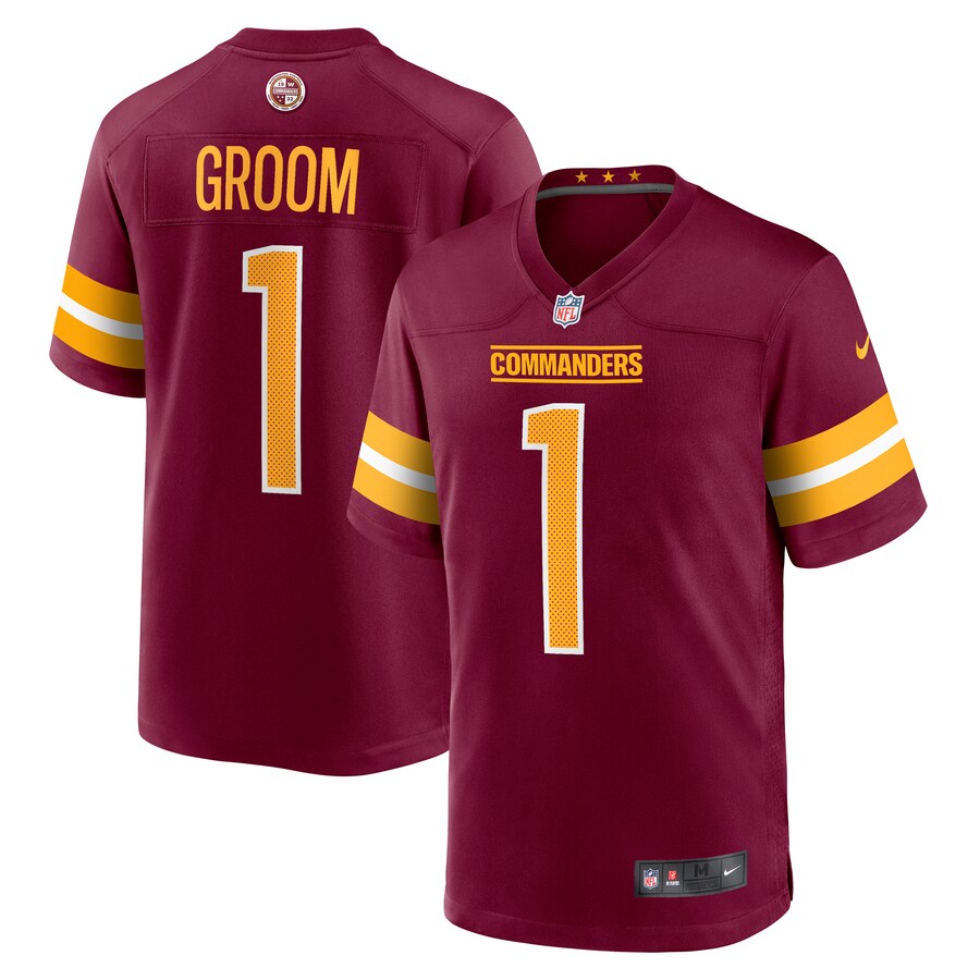 Men's Washington Commanders Number 1 Groom Nike Burgundy Game Jersey