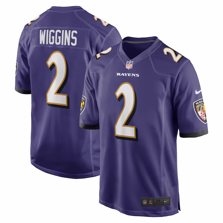 Men's Baltimore Ravens Nate Wiggins Nike Purple 2024 NFL Draft First Round Pick Player Game Jersey
