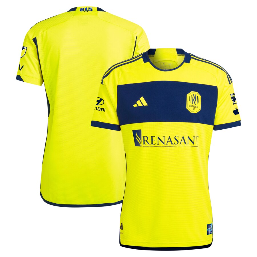 Men's Nashville SC  adidas Yellow 2024 The 615 Kit Authentic Jersey