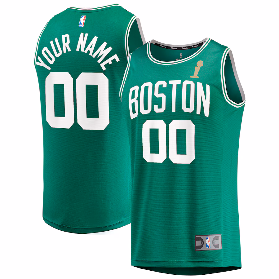 Youth Boston Celtics Fanatics Kelly Green 2024 NBA Finals Champions Custom Fast Break Jersey - Icon Edition