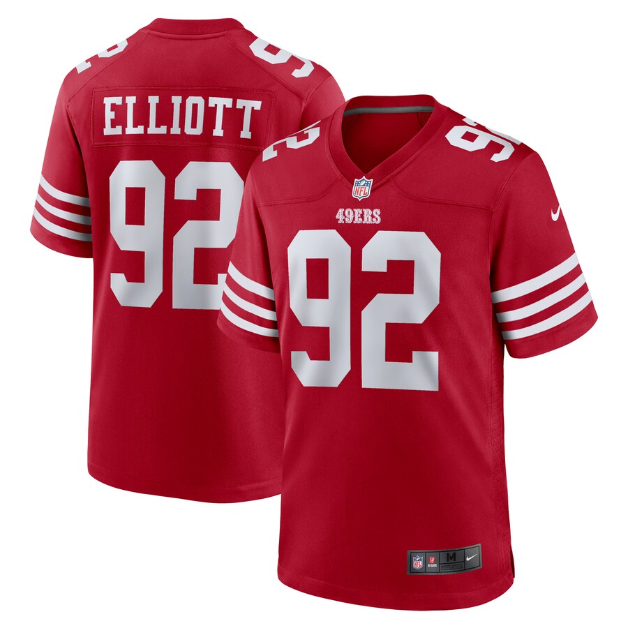 Men's San Francisco 49ers Jordan Elliott Nike  Scarlet Team Game Jersey