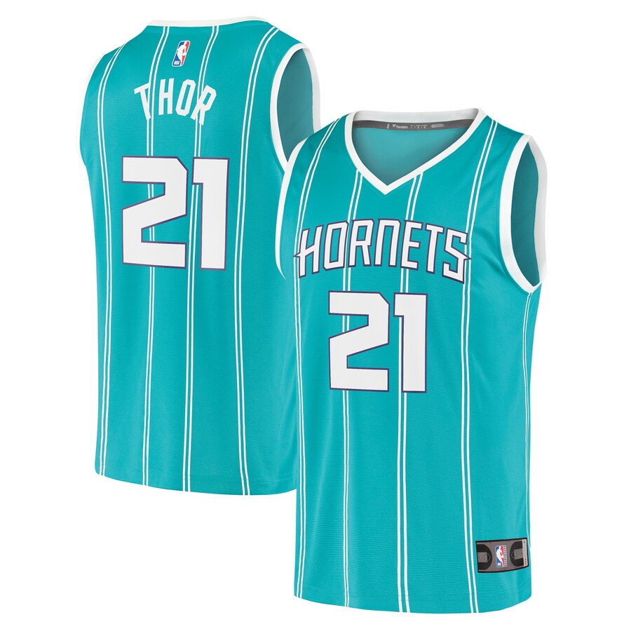 Men's Charlotte Hornets JT Thor Fanatics Teal Fast Break Replica Jersey - Icon Edition
