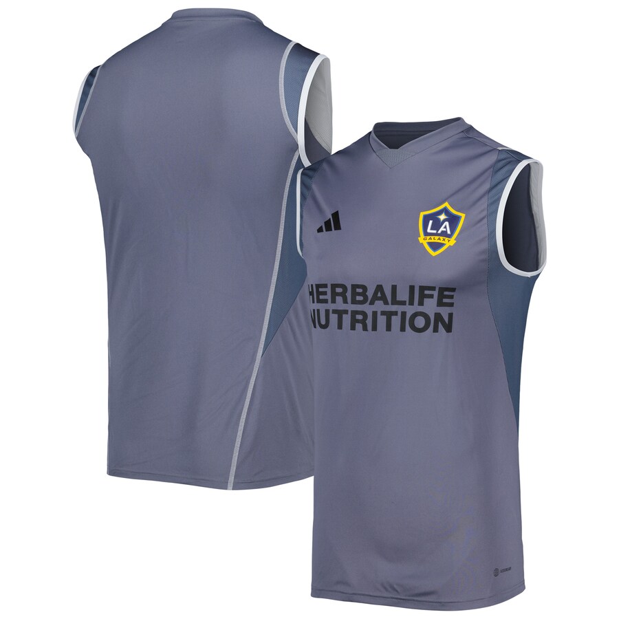 Men's LA Galaxy adidas Gray 2023 On-Field Sleeveless Training Jersey
