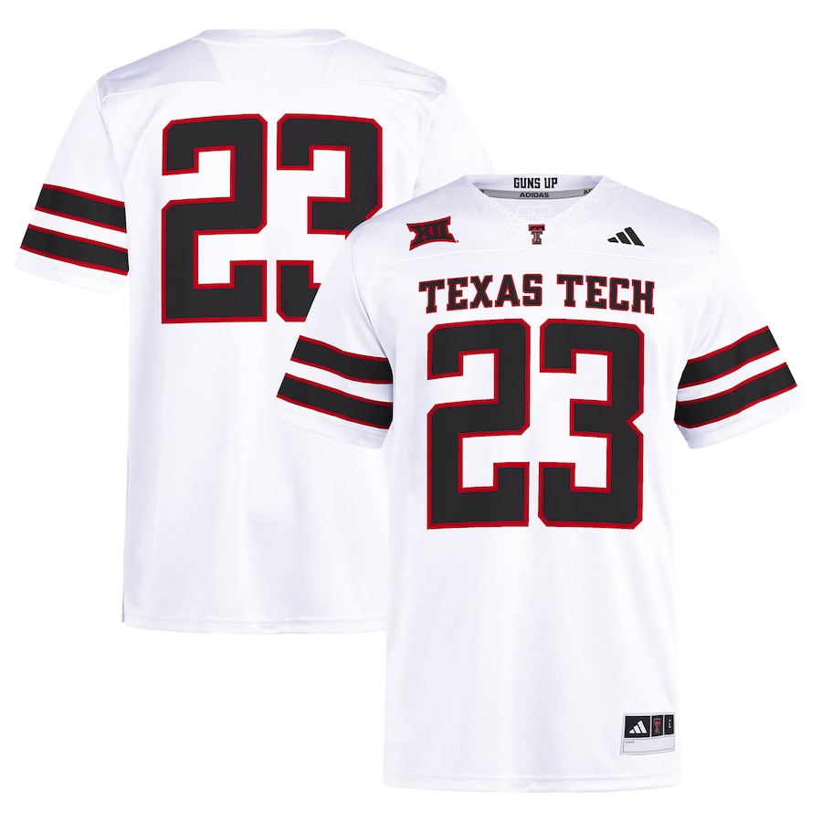 #23 Texas Tech Red Raiders adidas Away Premier Football Jersey – White