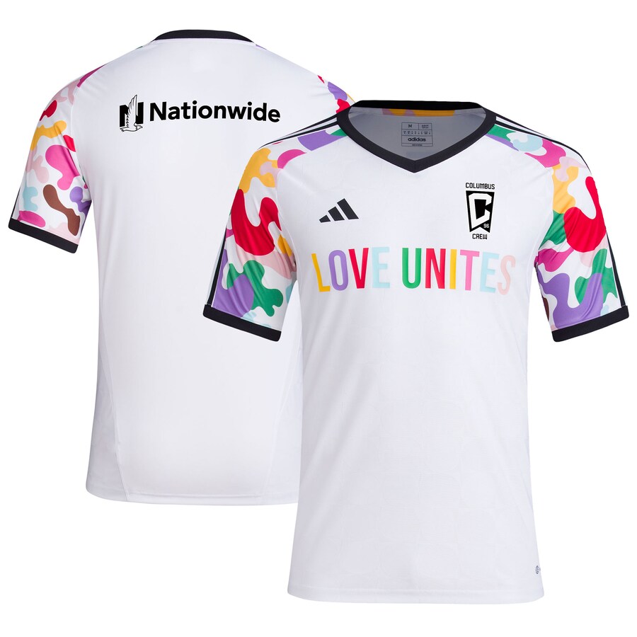 Men's Columbus Crew  adidas White 2023 Pride Pre-Match Top