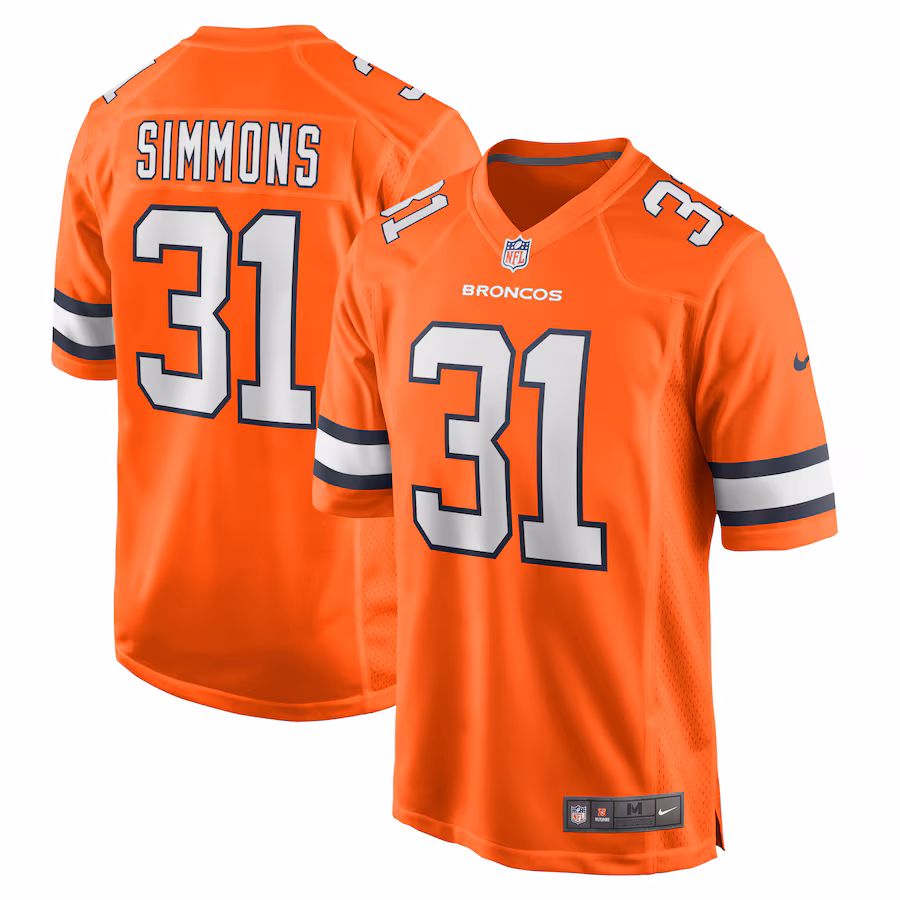Men's Denver Broncos Justin Simmons Nike Orange Alternate Game Jersey