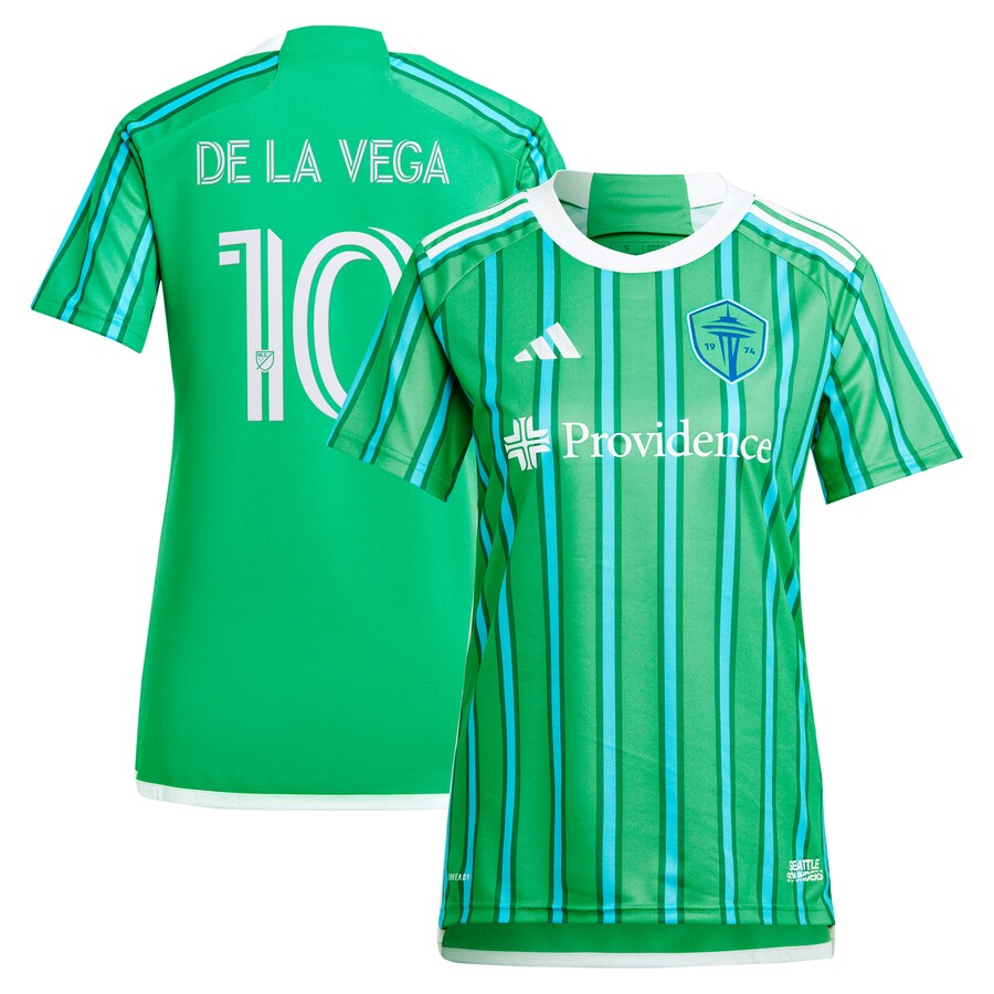 Women's Seattle Sounders FC Pedro de la Vega adidas Green 2024 The Anniversary Kit Replica Player Jersey