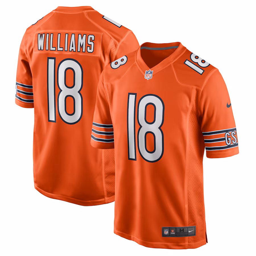 Men's Chicago Bears Caleb Williams Nike Orange Alternate 2024 NFL Draft First Round Pick Player Game Jersey