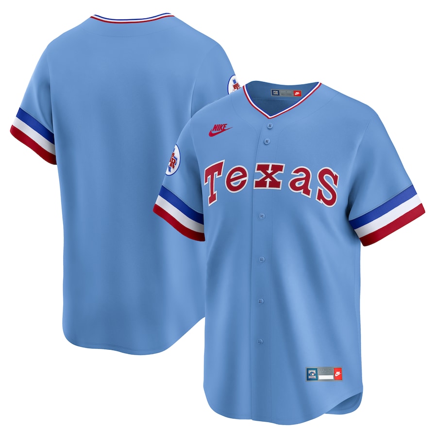 Men's Texas Rangers Nike Light Blue Cooperstown Collection Limited Jersey