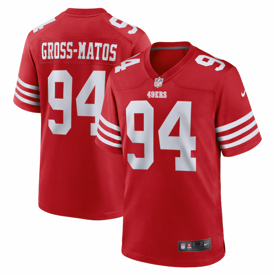 Men's San Francisco 49ers Yetur Gross-Matos Nike  Scarlet Team Game Jersey