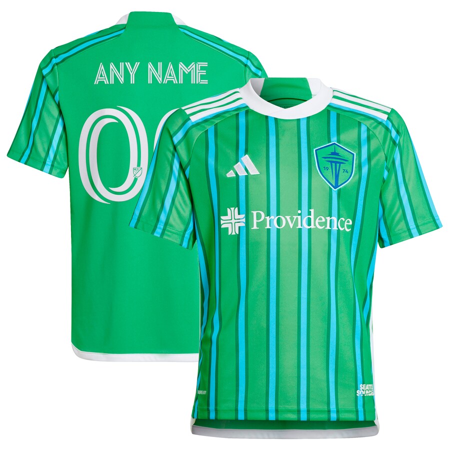 Youth Seattle Sounders FC  adidas Green 2024 The Anniversary Kit Replica Custom Jersey