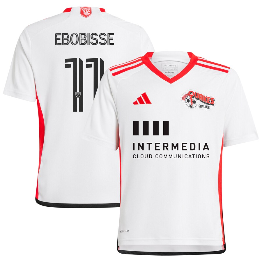 Youth San Jose Earthquakes Jeremy Ebobisse adidas White 2024 The 50 Kit Replica Player Jersey