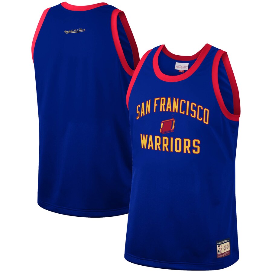 Men's Golden State Warriors Mitchell & Ness Royal Hardwood Classics Team Heritage Fashion Jersey