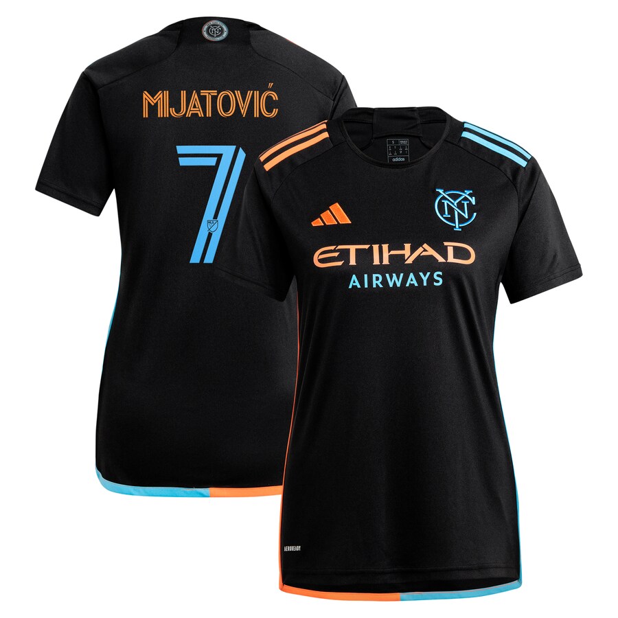 Women's New York City FC Jovan Mijatović adidas Black 2024 24/7 Kit Replica Player Jersey