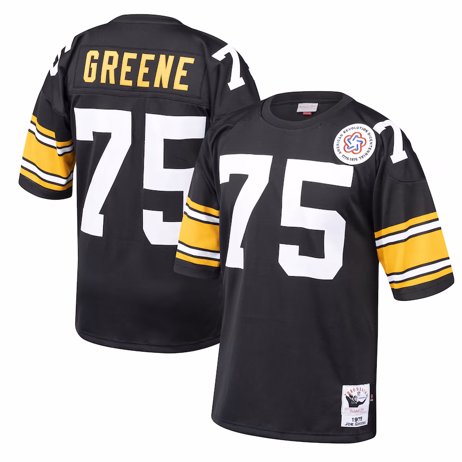 Men's Pittsburgh Steelers 1975 Joe Greene Mitchell & Ness Black Authentic Throwback Retired Player Jersey