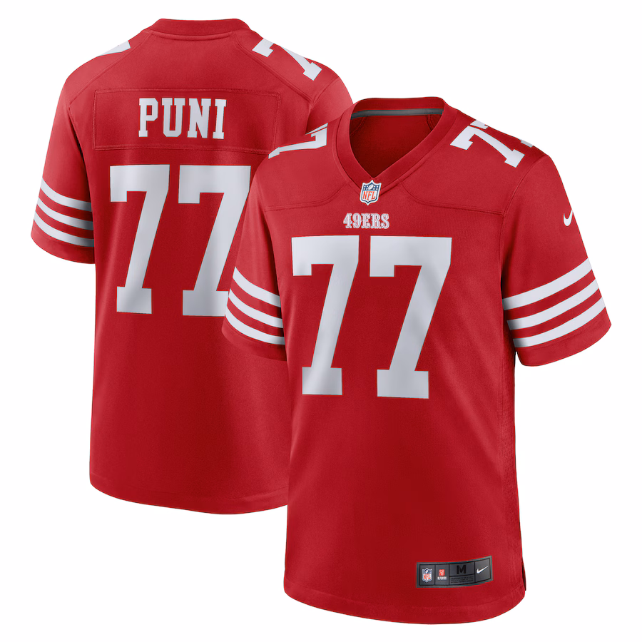 Men's San Francisco 49ers Dominick Puni Nike  Scarlet Team Game Jersey