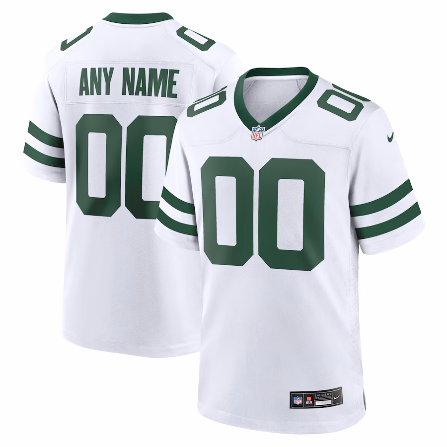 Men's New York Jets  Nike Legacy White Custom Game Jersey