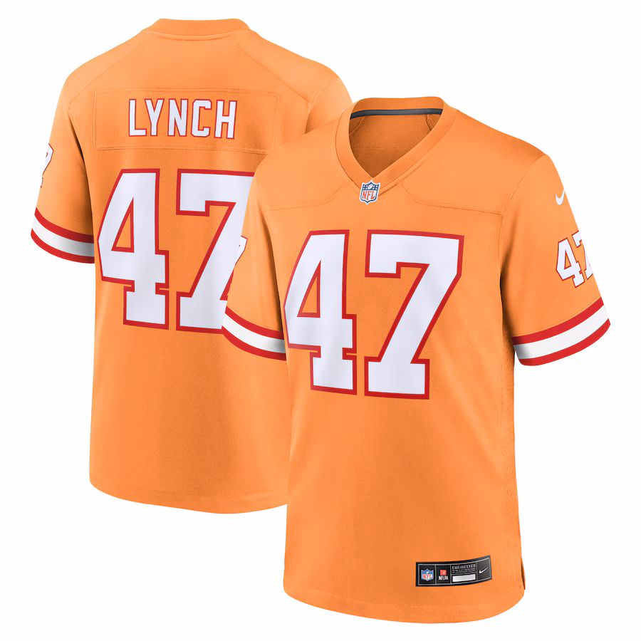 Men's Tampa Bay Buccaneers John Lynch Nike Orange Throwback Game Jersey