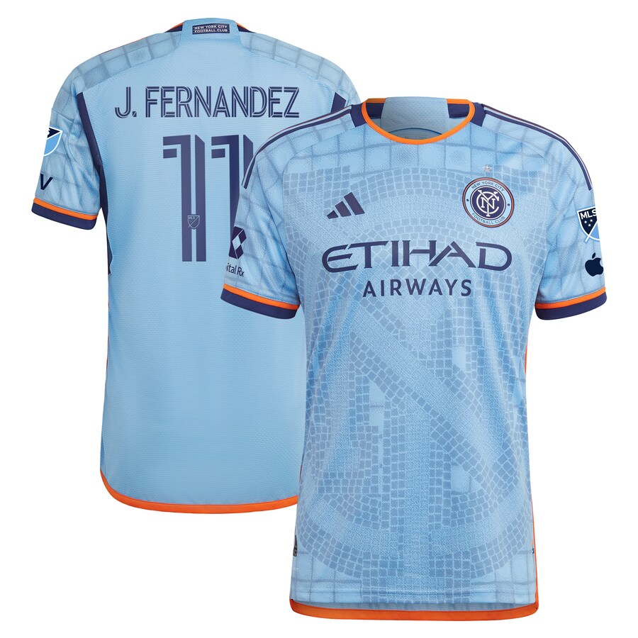 Men's New York City FC Julian Fernandez adidas Sky Blue 2024 The Interboro Kit Authentic Player Jersey