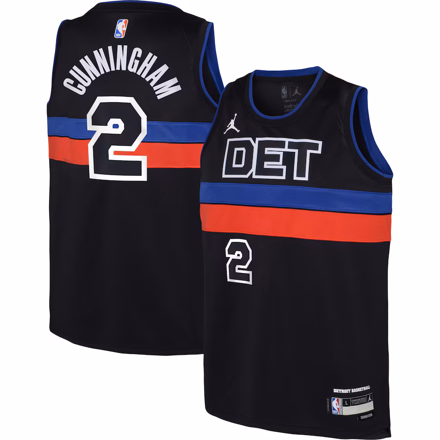 Youth Detroit Pistons Cade Cunningham Jordan Brand Black Swingman Jersey - Statement Edition