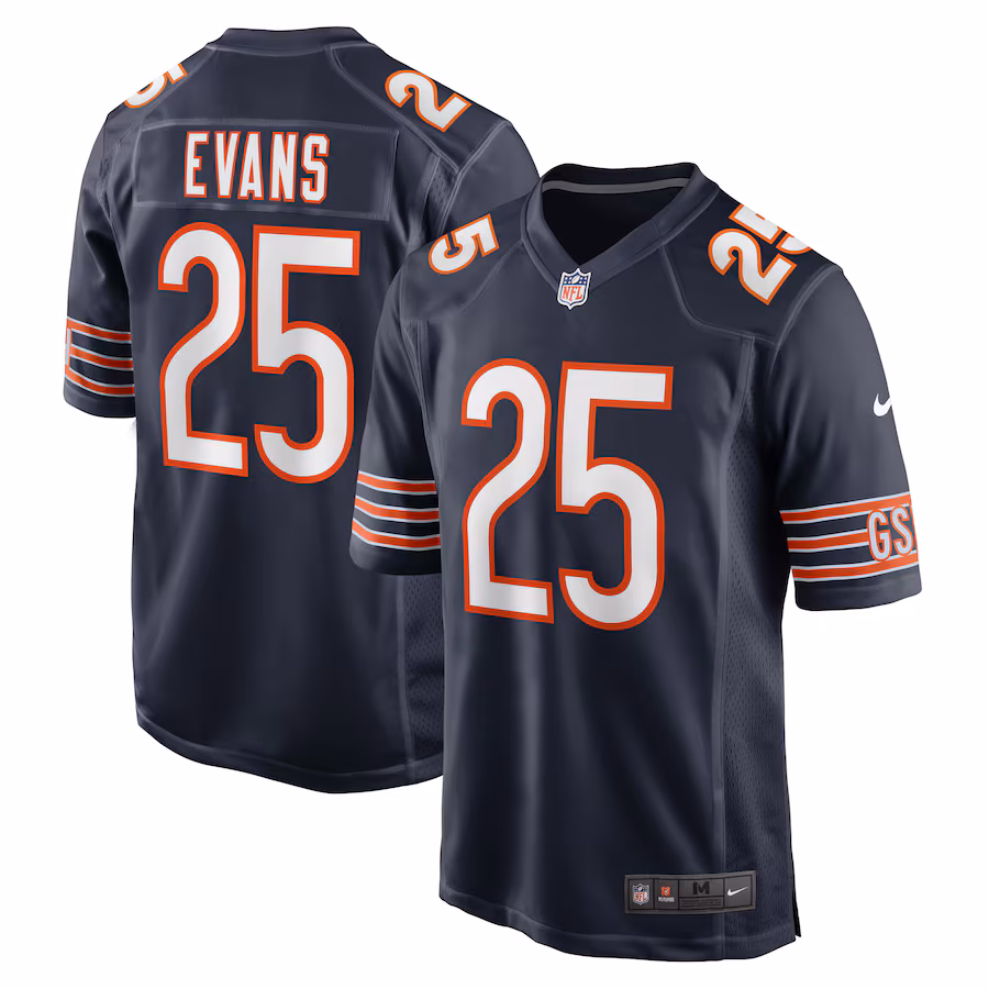 Men's Chicago Bears Darrynton Evans Nike  Navy  Game Jersey