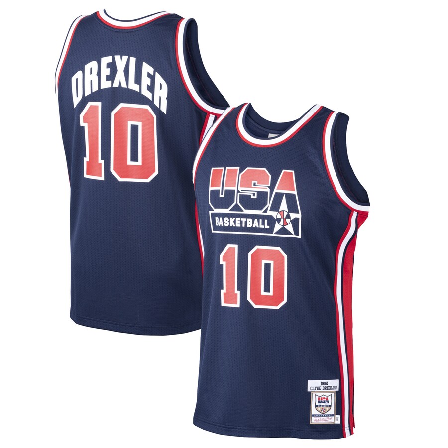 Men's USA Basketball Clyde Drexler Mitchell & Ness Navy 1992 Dream Team Authentic Jersey