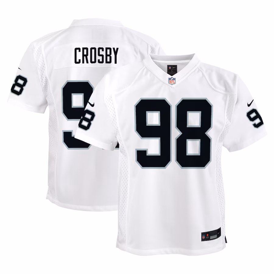 Youth Las Vegas Raiders Maxx Crosby Nike White Player Game Jersey