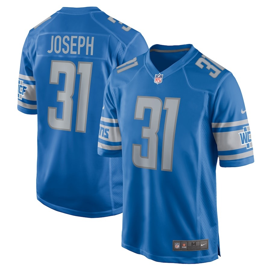 Men's Nike Kerby Joseph Blue Detroit Lions Player Game Jersey