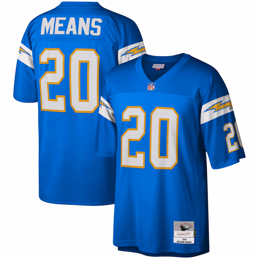 Men's Los Angeles Chargers Natrone Means Mitchell & Ness Powder Blue Legacy Replica Jersey