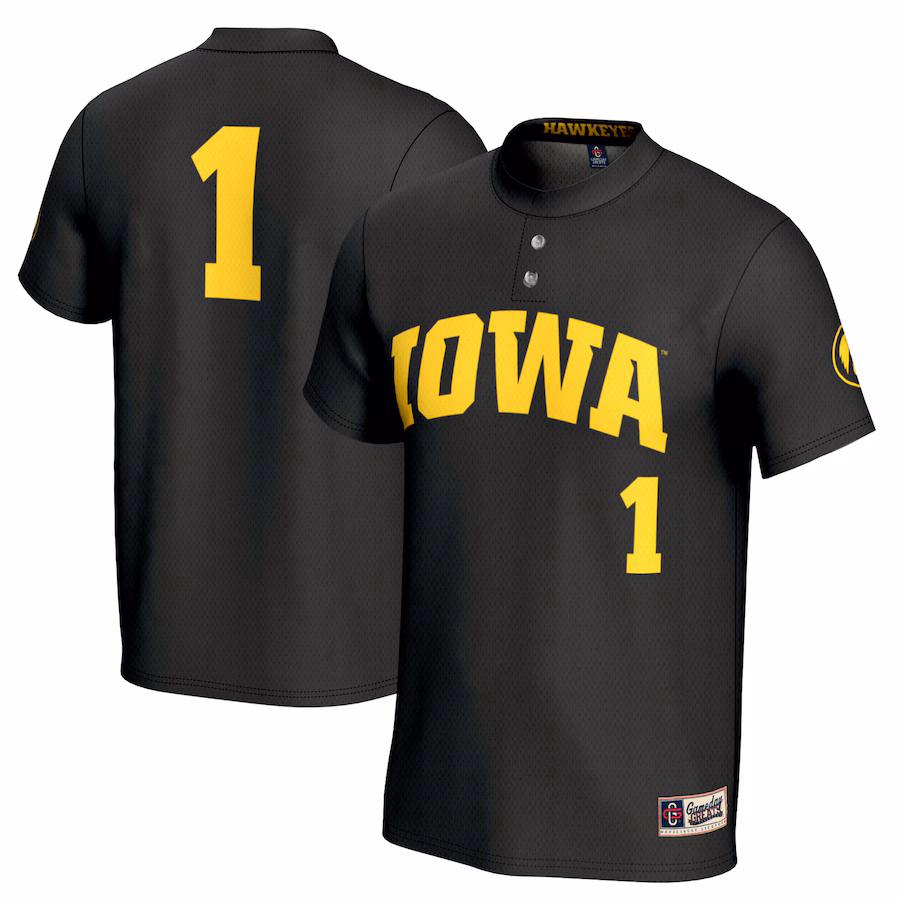 #1 Iowa Hawkeyes GameDay Greats Unisex Softball Lightweight Fashion Jersey - Black