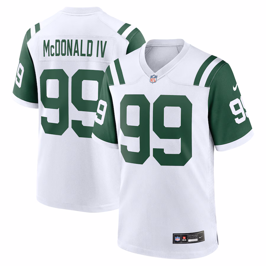Men's New York Jets Will McDonald IV Nike White Classic Alternate Game Jersey