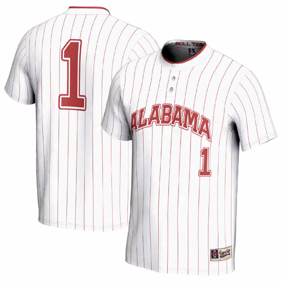 #1 Alabama Crimson Tide GameDay Greats Unisex Lightweight Softball Fashion Jersey - White